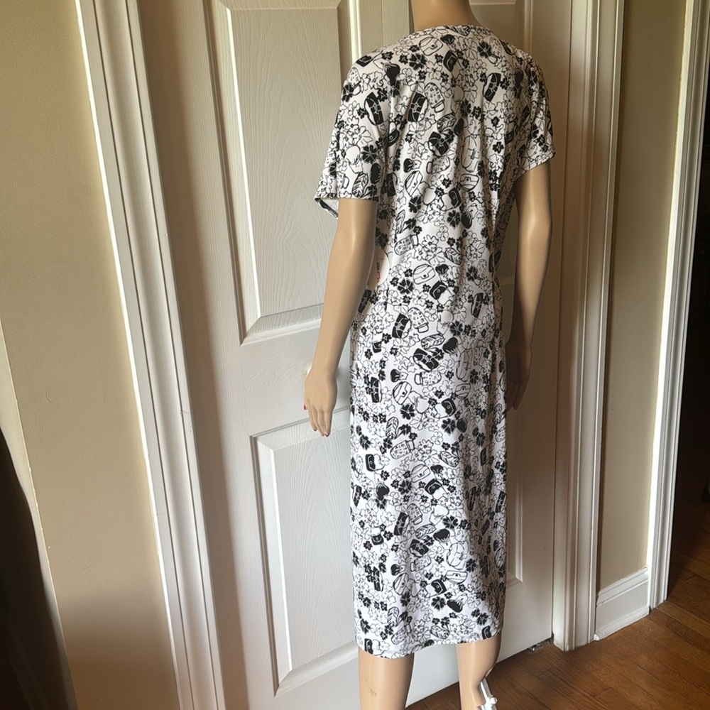 NWT XL Wrap Dress short sleeve Valerie Stevens Waist Tie Purse Knee Length White - Picture 2 of 9